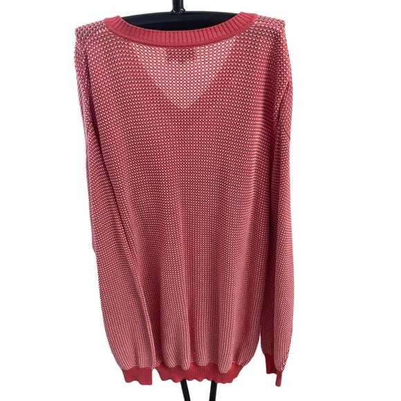 Mens Andean V Neck Sweater Coral White Knit XL - Picture 7 of 12